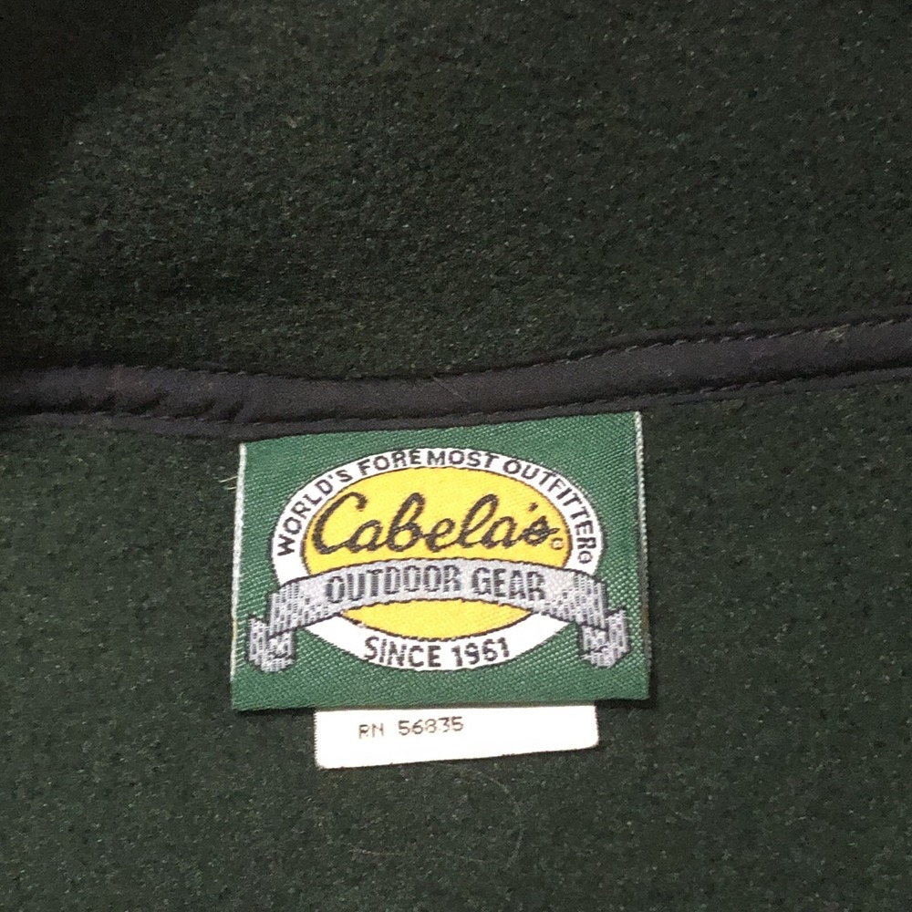 Cabelas Sweatshirt Pullover Men Sz XL Green 1/4 Snap Fleece Made‎ in USA VINTAGE